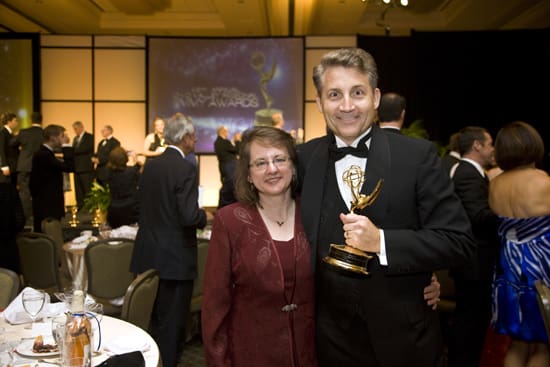 Brad and Ellen Mattes celebrate at the Emmy® Award ceremony